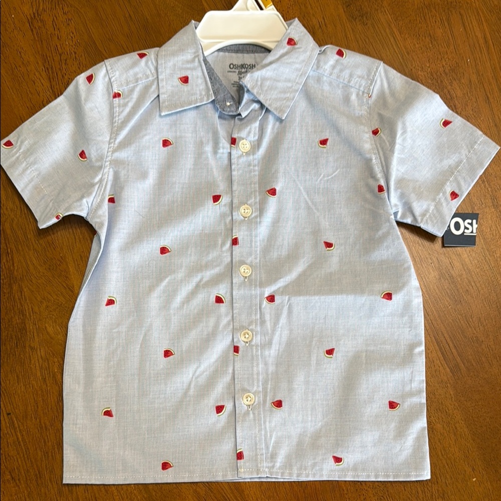 OshKosh B'gosh Blue Red Heart Button Down Shirt